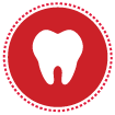 Red circle with tooth dental icon linked to dental plans webpage
