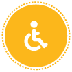Gold circle with handicap disability icon linked to disability plans webpage