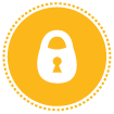 Dark blue circle with ID Theft Protection lock icon linked to identity theft protection plans webpage