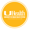 Gold circle with UHealth logo icon linked Health informational webpage